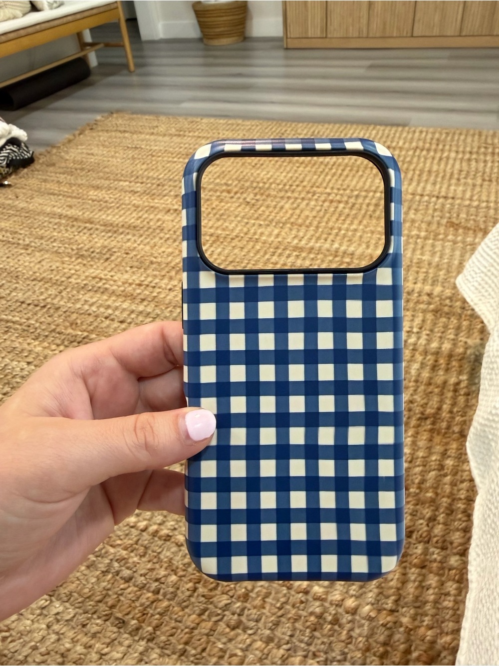 New Blue Gingham IPhone Case (17 Pro)